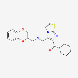 molecular formula C22H26N4O3S B5685236 (2,3-dihydro-1,4-benzodioxin-2-ylmethyl)methyl{[6-(1-piperidinylcarbonyl)imidazo[2,1-b][1,3]thiazol-5-yl]methyl}amine 