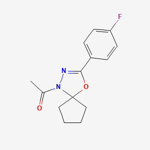 molecular formula C14H15FN2O2 B5685265 1-acetyl-3-(4-fluorophenyl)-4-oxa-1,2-diazaspiro[4.4]non-2-ene 