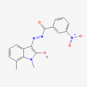 molecular formula C17H14N4O4 B5685286 N'-(1,7-dimethyl-2-oxo-1,2-dihydro-3H-indol-3-ylidene)-3-nitrobenzohydrazide 