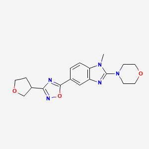 molecular formula C18H21N5O3 B5685313 1-methyl-2-morpholin-4-yl-5-[3-(tetrahydrofuran-3-yl)-1,2,4-oxadiazol-5-yl]-1H-benzimidazole 