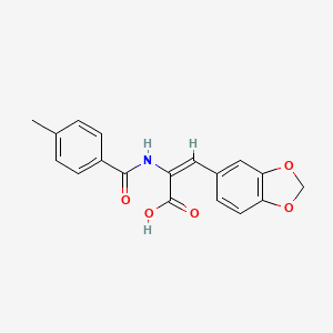 molecular formula C18H15NO5 B5685354 3-(1,3-benzodioxol-5-yl)-2-[(4-methylbenzoyl)amino]acrylic acid 
