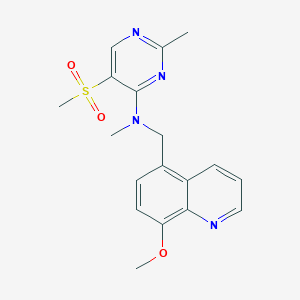 molecular formula C18H20N4O3S B5685425 N-[(8-methoxyquinolin-5-yl)methyl]-N,2-dimethyl-5-(methylsulfonyl)pyrimidin-4-amine 