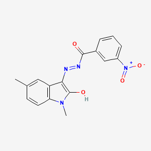 molecular formula C17H14N4O4 B5685437 N'-(1,5-dimethyl-2-oxo-1,2-dihydro-3H-indol-3-ylidene)-3-nitrobenzohydrazide 