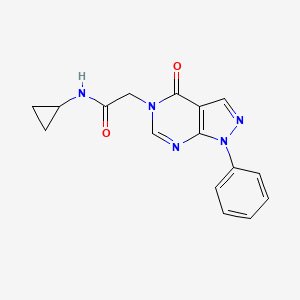 molecular formula C16H15N5O2 B5685465 N-cyclopropyl-2-(4-oxo-1-phenyl-1,4-dihydro-5H-pyrazolo[3,4-d]pyrimidin-5-yl)acetamide 