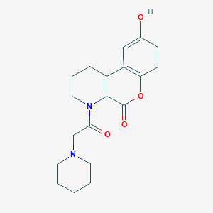 molecular formula C19H22N2O4 B5685513 9-hydroxy-4-(piperidin-1-ylacetyl)-1,2,3,4-tetrahydro-5H-chromeno[3,4-b]pyridin-5-one 