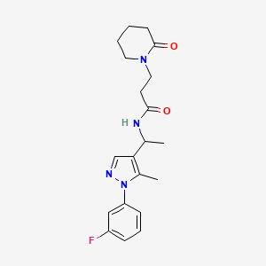 molecular formula C20H25FN4O2 B5685563 N-{1-[1-(3-fluorophenyl)-5-methyl-1H-pyrazol-4-yl]ethyl}-3-(2-oxopiperidin-1-yl)propanamide 
