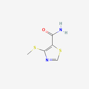molecular formula C5H6N2OS2 B568558 4-(Methylthio)thiazole-5-carboxamide CAS No. 117887-06-6