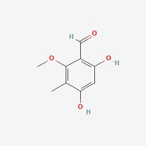 molecular formula C9H10O4 B568560 4,6-Dihydroxy-2-methoxy-3-methylbenzaldehyde CAS No. 118093-05-3