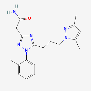 molecular formula C19H24N6O B5685635 2-[5-[3-(3,5-dimethyl-1H-pyrazol-1-yl)propyl]-1-(2-methylphenyl)-1H-1,2,4-triazol-3-yl]acetamide 