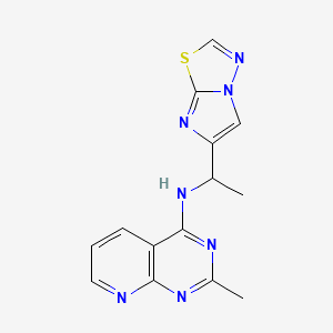 molecular formula C14H13N7S B5685665 N-(1-imidazo[2,1-b][1,3,4]thiadiazol-6-ylethyl)-2-methylpyrido[2,3-d]pyrimidin-4-amine 