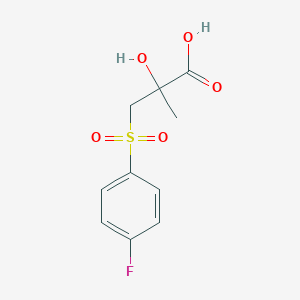 molecular formula C10H11FO5S B056857 3-((4-氟苯基)磺酰基)-2-羟基-2-甲基丙酸，(2RS)- CAS No. 151262-57-6