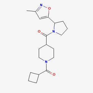 molecular formula C19H27N3O3 B5685732 1-(cyclobutylcarbonyl)-4-{[2-(3-methyl-5-isoxazolyl)-1-pyrrolidinyl]carbonyl}piperidine 