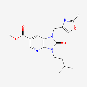 molecular formula C18H22N4O4 B5685786 methyl 3-(3-methylbutyl)-1-[(2-methyl-1,3-oxazol-4-yl)methyl]-2-oxo-2,3-dihydro-1H-imidazo[4,5-b]pyridine-6-carboxylate 