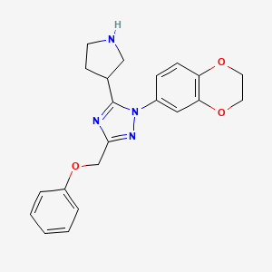 molecular formula C21H22N4O3 B5685810 1-(2,3-dihydro-1,4-benzodioxin-6-yl)-3-(phenoxymethyl)-5-pyrrolidin-3-yl-1H-1,2,4-triazole 