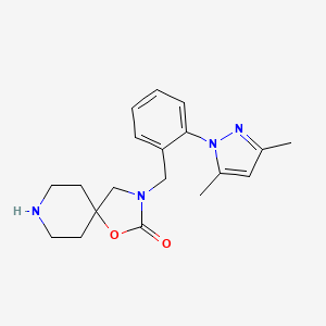 molecular formula C19H24N4O2 B5685822 3-[2-(3,5-dimethyl-1H-pyrazol-1-yl)benzyl]-1-oxa-3,8-diazaspiro[4.5]decan-2-one hydrochloride 