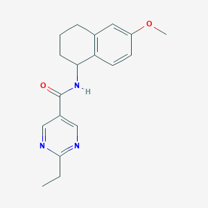 molecular formula C18H21N3O2 B5685838 2-ethyl-N-(6-methoxy-1,2,3,4-tetrahydro-1-naphthalenyl)-5-pyrimidinecarboxamide 