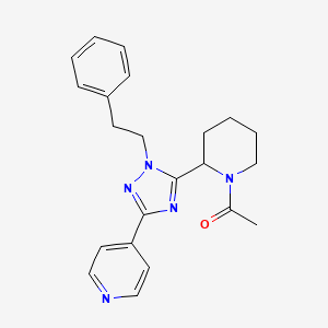 molecular formula C22H25N5O B5685856 4-[5-(1-acetylpiperidin-2-yl)-1-(2-phenylethyl)-1H-1,2,4-triazol-3-yl]pyridine 