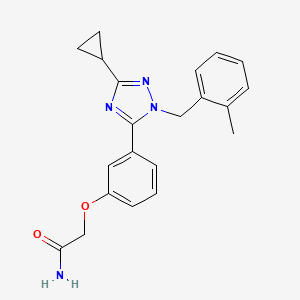molecular formula C21H22N4O2 B5685857 2-{3-[3-cyclopropyl-1-(2-methylbenzyl)-1H-1,2,4-triazol-5-yl]phenoxy}acetamide 