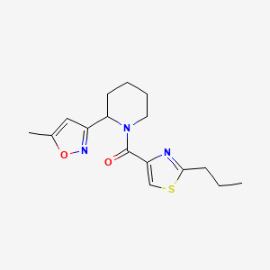molecular formula C16H21N3O2S B5685877 2-(5-methyl-3-isoxazolyl)-1-[(2-propyl-1,3-thiazol-4-yl)carbonyl]piperidine 