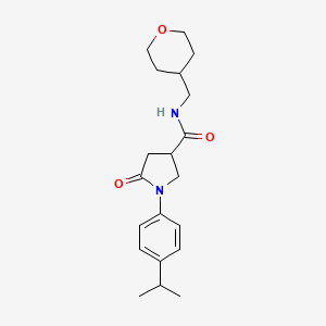 molecular formula C20H28N2O3 B5685889 1-(4-isopropylphenyl)-5-oxo-N-(tetrahydro-2H-pyran-4-ylmethyl)-3-pyrrolidinecarboxamide 