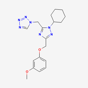 molecular formula C18H23N7O2 B5685916 1-({1-cyclohexyl-3-[(3-methoxyphenoxy)methyl]-1H-1,2,4-triazol-5-yl}methyl)-1H-tetrazole 