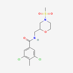molecular formula C14H18Cl2N2O4S B5685920 3,5-dichloro-4-methyl-N-{[4-(methylsulfonyl)-2-morpholinyl]methyl}benzamide 