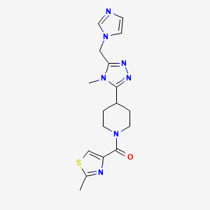 4-[5-(1H-imidazol-1-ylmethyl)-4-methyl-4H-1,2,4-triazol-3-yl]-1-[(2-methyl-1,3-thiazol-4-yl)carbonyl]piperidine