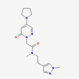 molecular formula C17H24N6O2 B5685944 N-methyl-N-[2-(1-methyl-1H-pyrazol-4-yl)ethyl]-2-(6-oxo-4-pyrrolidin-1-ylpyridazin-1(6H)-yl)acetamide 