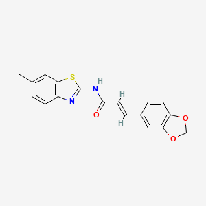 molecular formula C18H14N2O3S B5685991 3-(1,3-benzodioxol-5-yl)-N-(6-methyl-1,3-benzothiazol-2-yl)acrylamide 