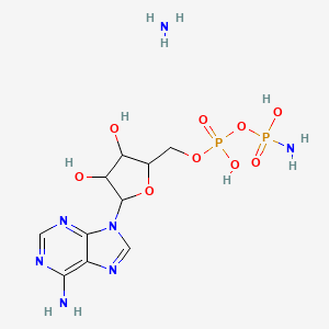molecular formula C10H19N7O9P2 B568600 [[5-(6-Aminopurin-9-yl)-3,4-dihydroxyoxolan-2-yl]methoxy-hydroxyphosphoryl]oxyphosphonamidic acid;azane CAS No. 112898-07-4