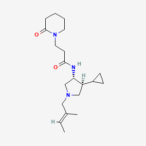 molecular formula C20H33N3O2 B5686039 N-{rel-(3R,4S)-4-cyclopropyl-1-[(2E)-2-methyl-2-buten-1-yl]-3-pyrrolidinyl}-3-(2-oxo-1-piperidinyl)propanamide hydrochloride 