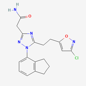 molecular formula C18H18ClN5O2 B5686046 2-[5-[2-(3-chloroisoxazol-5-yl)ethyl]-1-(2,3-dihydro-1H-inden-4-yl)-1H-1,2,4-triazol-3-yl]acetamide 