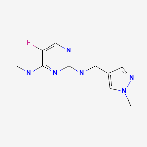 molecular formula C12H17FN6 B5686075 5-fluoro-N~2~,N~4~,N~4~-trimethyl-N~2~-[(1-methyl-1H-pyrazol-4-yl)methyl]pyrimidine-2,4-diamine 