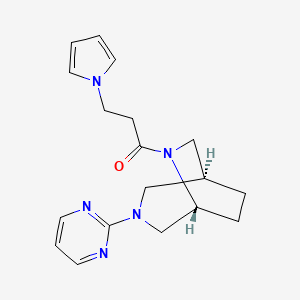 molecular formula C18H23N5O B5686094 (1S*,5R*)-3-(2-pyrimidinyl)-6-[3-(1H-pyrrol-1-yl)propanoyl]-3,6-diazabicyclo[3.2.2]nonane 