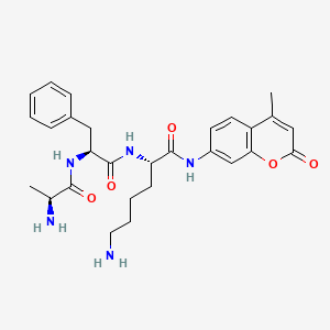 molecular formula C28H35N5O5 B568614 H-Ala-phe-lys-amc trifluoroacetate salt CAS No. 120928-02-1