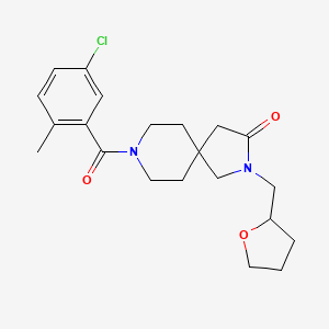 molecular formula C21H27ClN2O3 B5686156 8-(5-chloro-2-methylbenzoyl)-2-(tetrahydro-2-furanylmethyl)-2,8-diazaspiro[4.5]decan-3-one 