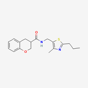 molecular formula C18H22N2O2S B5686172 N-[(4-methyl-2-propyl-1,3-thiazol-5-yl)methyl]chromane-3-carboxamide 