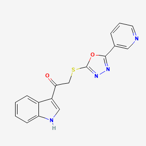 molecular formula C17H12N4O2S B5686232 1-(1H-indol-3-yl)-2-{[5-(3-pyridinyl)-1,3,4-oxadiazol-2-yl]thio}ethanone 