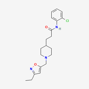 molecular formula C20H26ClN3O2 B5686250 N-(2-chlorophenyl)-3-{1-[(3-ethylisoxazol-5-yl)methyl]piperidin-4-yl}propanamide 