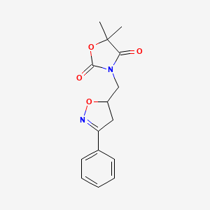 molecular formula C15H16N2O4 B5686263 5,5-dimethyl-3-[(3-phenyl-4,5-dihydroisoxazol-5-yl)methyl]-1,3-oxazolidine-2,4-dione 