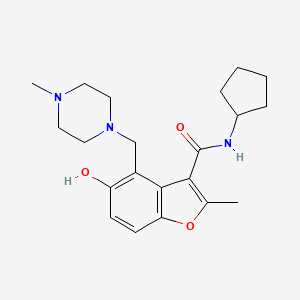 molecular formula C21H29N3O3 B5686312 N-cyclopentyl-5-hydroxy-2-methyl-4-[(4-methyl-1-piperazinyl)methyl]-1-benzofuran-3-carboxamide 