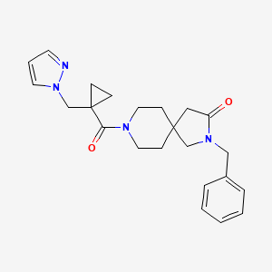molecular formula C23H28N4O2 B5686314 2-benzyl-8-{[1-(1H-pyrazol-1-ylmethyl)cyclopropyl]carbonyl}-2,8-diazaspiro[4.5]decan-3-one 