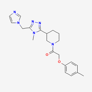 molecular formula C21H26N6O2 B5686345 3-[5-(1H-imidazol-1-ylmethyl)-4-methyl-4H-1,2,4-triazol-3-yl]-1-[(4-methylphenoxy)acetyl]piperidine 