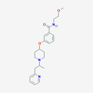 molecular formula C23H31N3O3 B5686378 N-(2-methoxyethyl)-3-({1-[1-methyl-2-(2-pyridinyl)ethyl]-4-piperidinyl}oxy)benzamide 