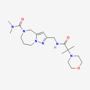 molecular formula C19H32N6O3 B5686399 N,N-dimethyl-2-{[(2-methyl-2-morpholin-4-ylpropanoyl)amino]methyl}-7,8-dihydro-4H-pyrazolo[1,5-a][1,4]diazepine-5(6H)-carboxamide 