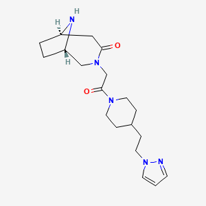 molecular formula C19H29N5O2 B5686487 rel-(1S,6R)-3-(2-oxo-2-{4-[2-(1H-pyrazol-1-yl)ethyl]-1-piperidinyl}ethyl)-3,9-diazabicyclo[4.2.1]nonan-4-one hydrochloride 
