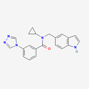 molecular formula C21H19N5O B5686513 N-cyclopropyl-N-(1H-indol-5-ylmethyl)-3-(4H-1,2,4-triazol-4-yl)benzamide 