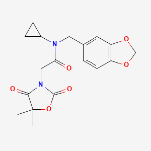 molecular formula C18H20N2O6 B5686547 N-(1,3-benzodioxol-5-ylmethyl)-N-cyclopropyl-2-(5,5-dimethyl-2,4-dioxo-1,3-oxazolidin-3-yl)acetamide 