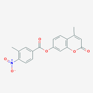 molecular formula C18H13NO6 B5686656 4-methyl-2-oxo-2H-chromen-7-yl 3-methyl-4-nitrobenzoate 
