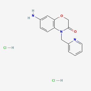 molecular formula C14H15Cl2N3O2 B568666 7-Amino-4-(pyridin-2-ylmethyl)-2H-benzo[b][1,4]oxazin-3(4H)-one dihydrochloride CAS No. 120101-67-9